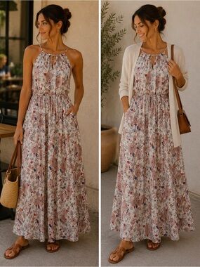 Massimo Dutti Floral Maxi Dress - Multicolor